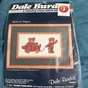 Dale Burdett Country‎ Cross Stitch Kit CK98 Bears in Wagon 9"x5" New 1985